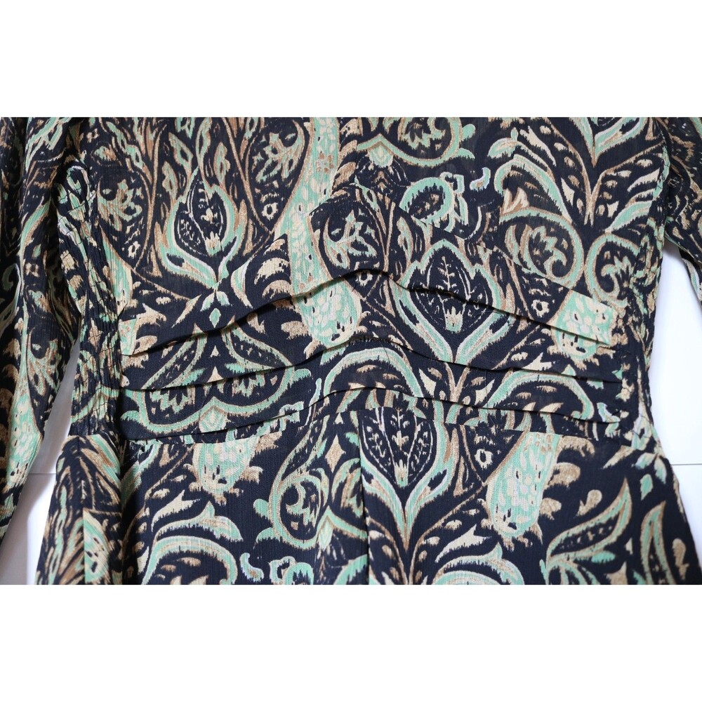 Zara Boho Paisley Long Sleeve Print Fit & Flare Mini Dress V Neck Size M NWT - Picture 3 of 11